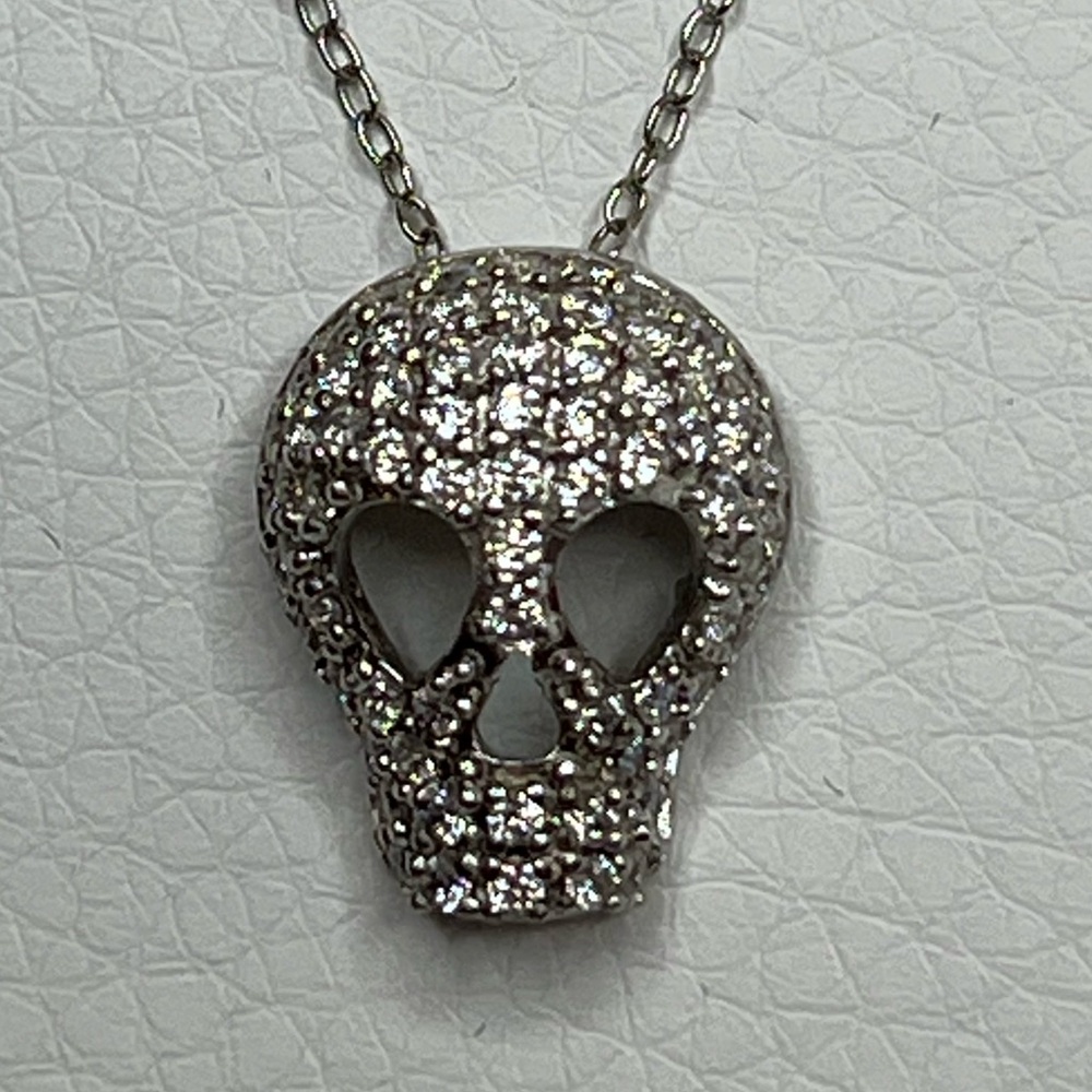 Ross-Simmons SS CZ Skull Pendant 18”